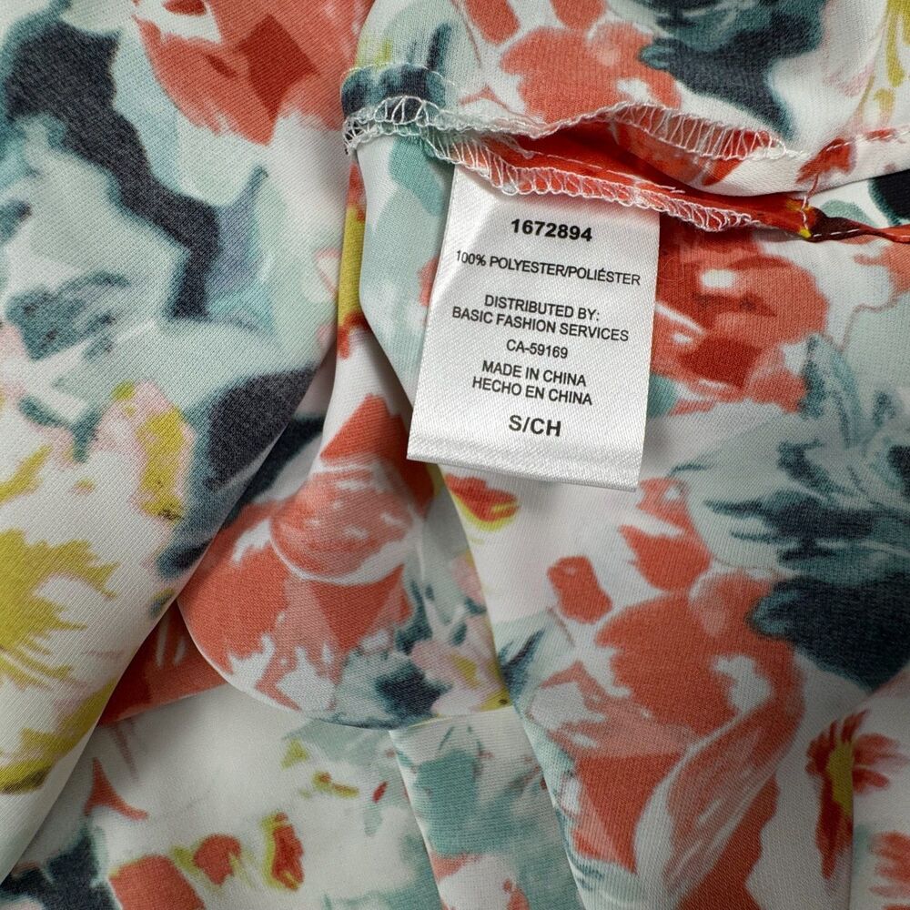 Mario Serrani Women Top Sz S NWT Green Floral V-Neck Top 3/4 Sleeves B2119 - Picture 8 of 8